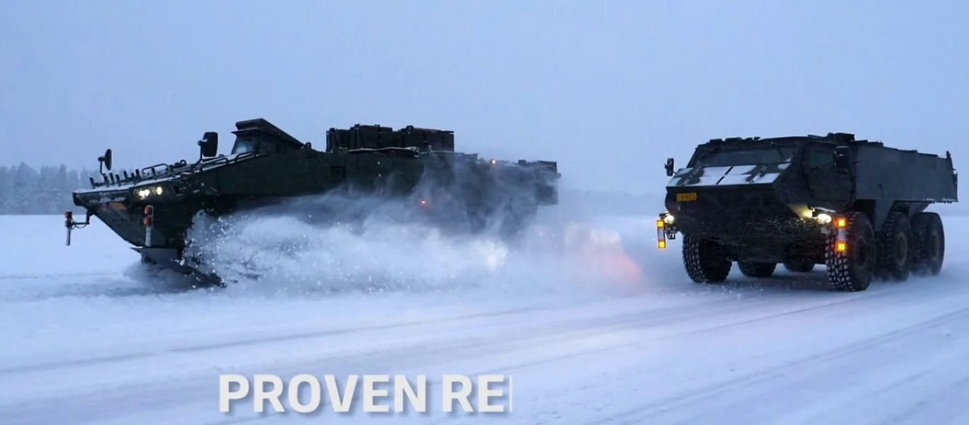Patria AMV XP: Δοκιμές σε χιονοσκεπές τοπίο για το τροχοφόρο ΤΟΜΠ